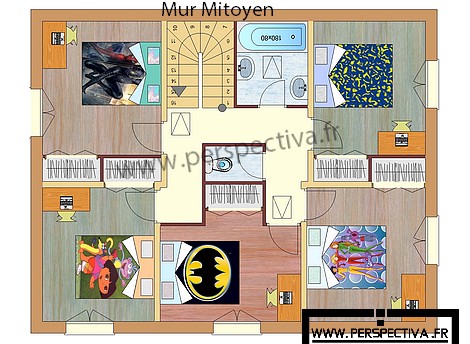plan maison bois 6 chambres étage